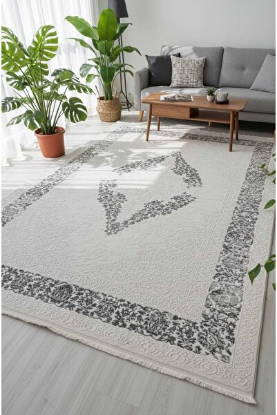 bergama home Yüksek kaliteli, klasik, antrasit akrilik salon halısı.