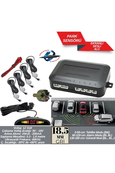 REPLAX Park Sensörü 18,5 mm Gri Ekranlı Sesli A+kalite br0015909