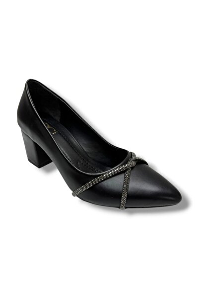 Cakgo C-Shoes KM59-26 Pantofi de damă din piele cu toc gros și pietre încruci...