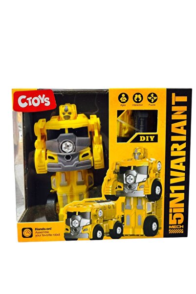 TOYSTURKA Söküp Takılabilen Robota Dönüşen Kepçe İş Makinesi Sök-Tak Robot Eğ...