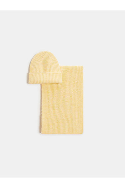 Dilvin A004 Wool Scarf & Beanie Set-Yellow