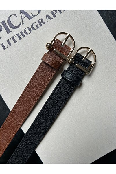 LİA KEMER Pachet de 2 curele cu cataramă aurie pentru femei, cu model Last D,...