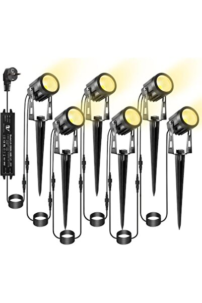 OEM Set de 6 lumini LED de grădină, 1800 lm, 2700 K, IP65, 12 V, cablu de 3 m