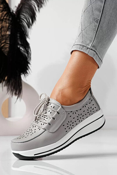 Zaira Women's gray casual shoes made of natural leather Ilina #21547 - 39