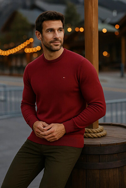 comstar سترة رجالية طويلة أساسية للشتاء باللون العنابي