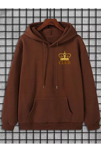 MARKATEM سترة رياضية بقلنسوة مع جيب على شكل كنغر مصنوعة من القطن بطباعة كاليفورنيا