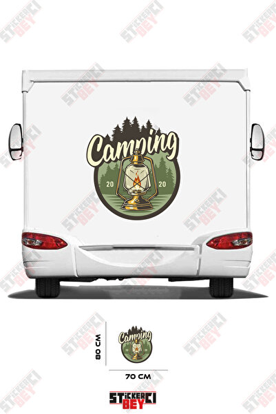 STİCKERCI BEY ملصق تزيين للكرفان بتصميم مصباح غاز مع كتابة 'CAMPING'