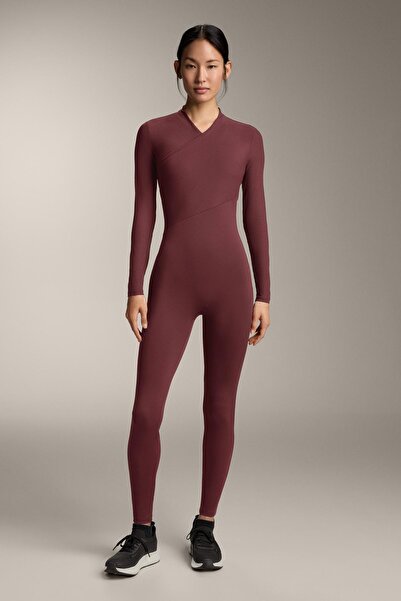 Oysho Comfortlux long sleeve crossover long jumpsuit