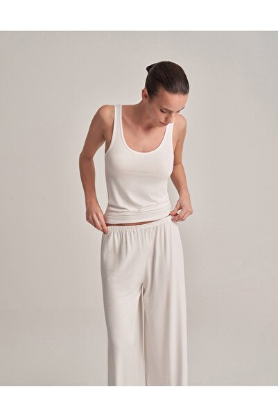 lessandromance RAHAT DÖKÜMLÜ PANTOLON EKRU