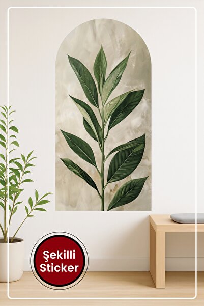 KOSS Dijital Oval Şekilli Yeşil Bitki Sticker Doğal Görünümlü Minimalist Ev D...