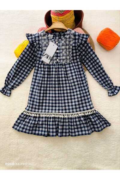 ALİSBUTİK Girls' Plaid Patterned Dress
