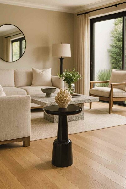 Simillo Home&Living Masif Ahşap Tekli Yan Sehpa – Doğal Mantar Formlu Sehpa -...