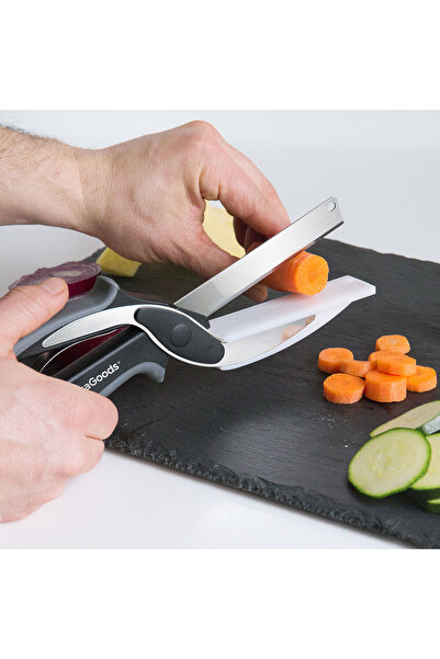 InnovaGoods Cuțit-foarfecă cu mini tocător, InnovaGoods, gri-negru-alb