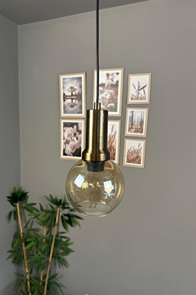 Bamyum Oria Bal Rengi Cam Tekli Avize Eskitme Fener Başlık Retro Sarkıt Lamba...