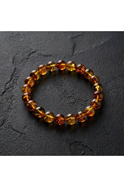 MuhammedMasumCo Sertifikalı Kaya Fosil Damla Kehribar Bileklik – 8 mm