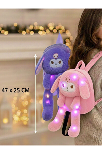 moryconcept Peluş Işıklı Kuromi Sırt Çantası Uzun Bacaklı Model 47x25 cm Yumu...