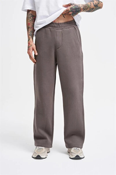 Machinist Ανδρικό oversized φαρδύ παντελόνι φούτερ καπνιστό