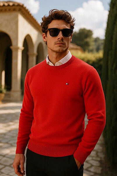 comstar Men's Premium Comfort Basic Red Long Sweater