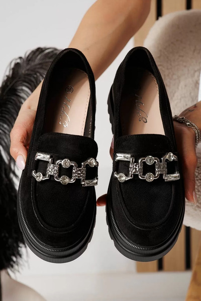 Zaira Pantofi casual dama negri din piele ecologica intoarsa Lea #21091 - 39