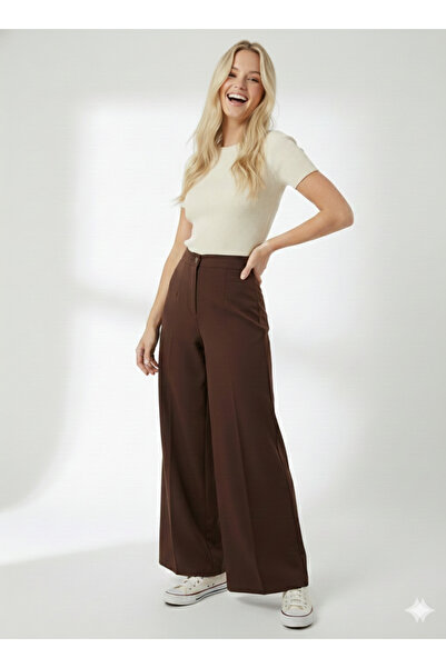 ribana Women's High Waist Flared Flared Palazzo Pants