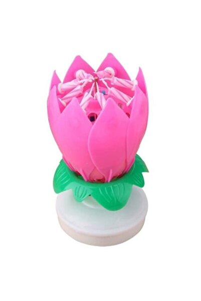 BEST PARTY Lumânare muzicală pentru tort, în formă de floare, roz