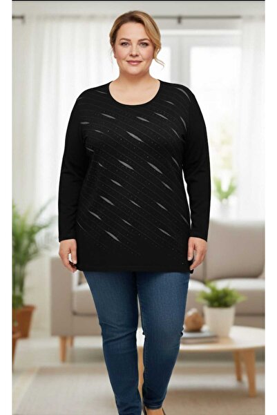 ELİF TRİKO Long Sleeve Round Neck Front Embroidered Knitted Blouse