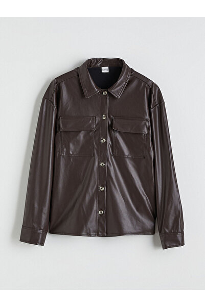 LC Waikiki Peak New Season Leather Look Girls' Shirt