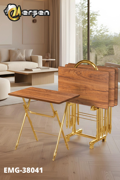 Erşen Sehpa Eranş Serisi 4'lü Katlanır MDF Mebran Ahşap Çanta Zigon Sehpa Gol...