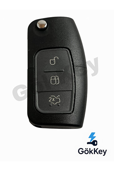 GökKey Focus 2 Fiesta Mondeo Fusion Sustalı Kumanda Kabı 3 Buton Logolu