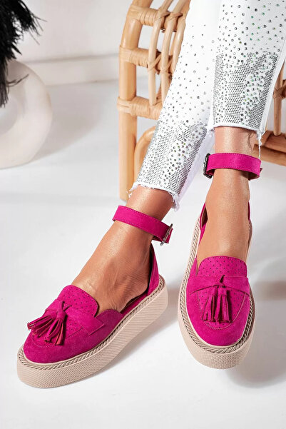 Zaira Pantofi casual dama fucsia din piele ecologica intoarsa Aryan #21401 - 40