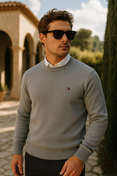 comstar Men's Premium Comfort Basic Gray Long Sweater