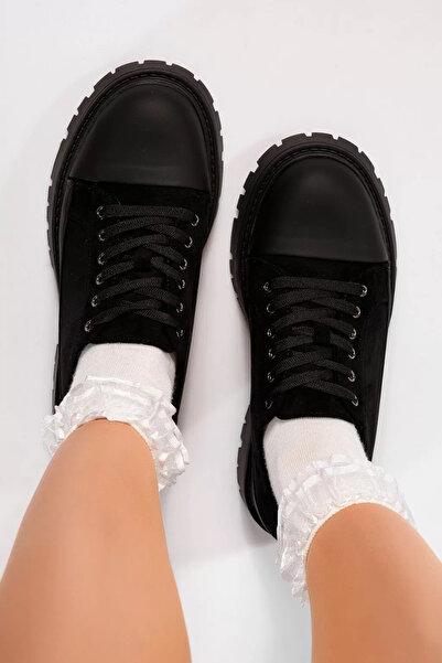 Zaira Pantofi casual dama negri din piele ecologica intoarsa Daria #21835