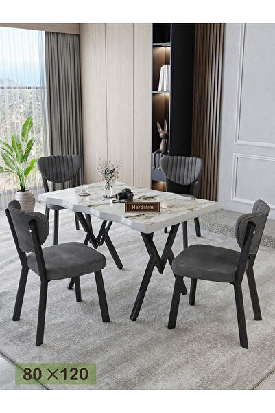 Hardalım Consept Eylül 80x120 MDF Kütük Mutfak Masası Takımı Salon Takımı Yemek Odası Takımı