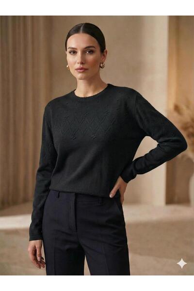 BAGİSTA BUTİK Elegant Patterned Detail Women's Knitwear Seasonal Sweater 115