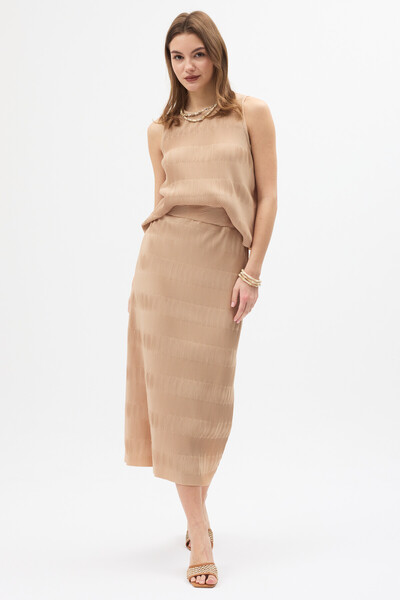 MAK PLEAT Kadın Pliseli Rahat Kesim Bluz ve Etek Takım