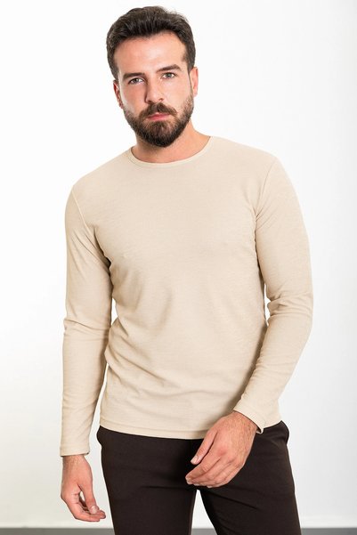 SERKAN SEVİNÇ Slim Fit Erkek File Kumaş İnce Dokulu O Yaka Triko