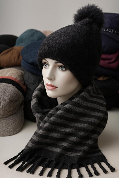 kuru Set de iarnă Super Double – Combinație de beretă și eșarfă pentru femei ...