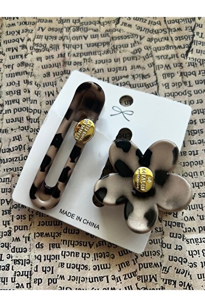 By Ayşegül Light Beige Leopard Pattern 2-Piece Buckle