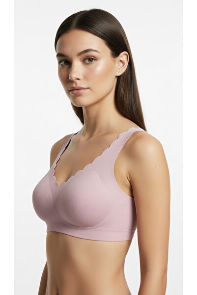 HAMA LOVE حمالة صدر رياضية مبطنة باللون الوردي للنساء