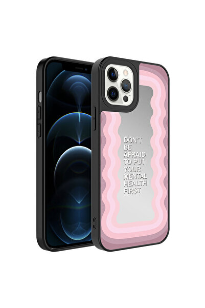 zore حافظة مرآة لامعة متوافقة مع هاتف iPhone 12 Pro Max مع حماية للكاميرا - م...