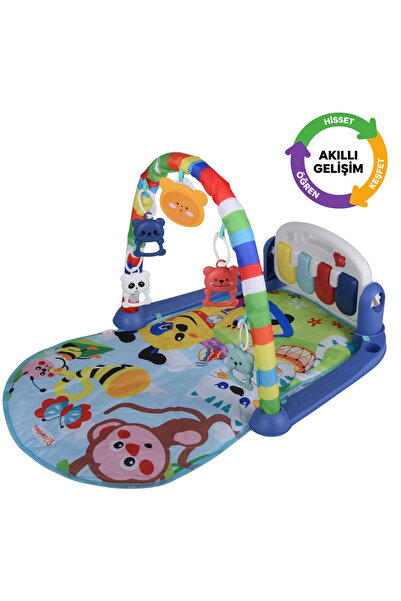 Sweden Baby Premium Safari 5-in-1 Piyanolu Oyun Halısı-Işıklı Piyano,Çoklu Melodi,Çift Yönlü Çıngırak