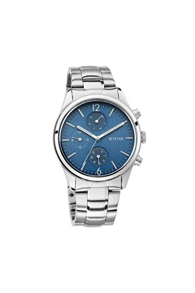 Titan ساعة رجالية 1805SM03 - علبة معدنية مصقولة، مينا عصري، سوار قابل للتعديل
