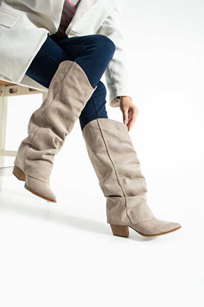 Bufu أحذية أمارا النسائية الغربية الأنيقة اليومية بطول أسفل الركبة