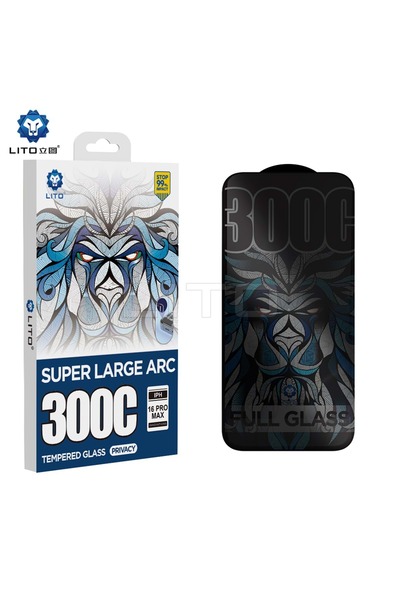 Lito D+ Max iPhone 16 Pro 300C Big Curved Privacy Ekran Koruyucu