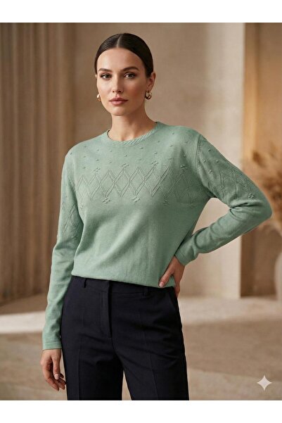 BAGİSTA BUTİK Elegant Patterned Detail Women's Knitwear Seasonal Sweater 115