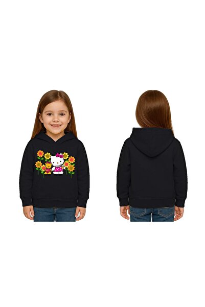 SEDİRLİ سويت شيرت للأطفال من هيلو كيتي مطبوع للجنسين مطبوع بغطاء رأس 3 خيوط م...