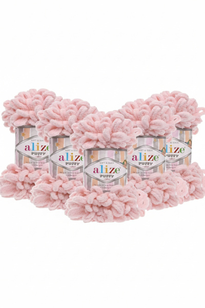 Alize Puffy 161 pembe parmakla örülebilen ip 9mt. 100gr.