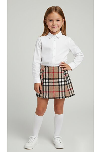Cenanın Dolabı Kız Çocuk Kaşkorşe Ekoseli Şort Etek – Okul & Günlük Giyim Rah...