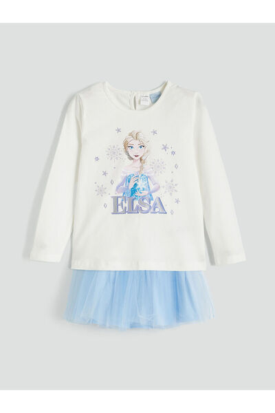 LC Waikiki تي شيرت وتنورة توتو للفتيات من Özmarka New Season Elsa مطبوع