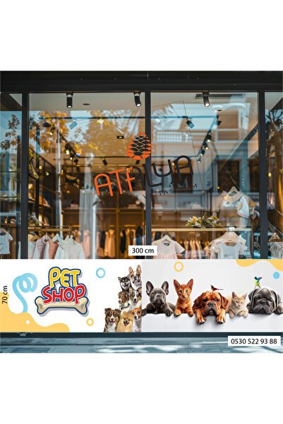 Atalya Reklam ve Tasarım Petshop Sticker Foil Coating, Cat, Dog, Bird Shop, D...